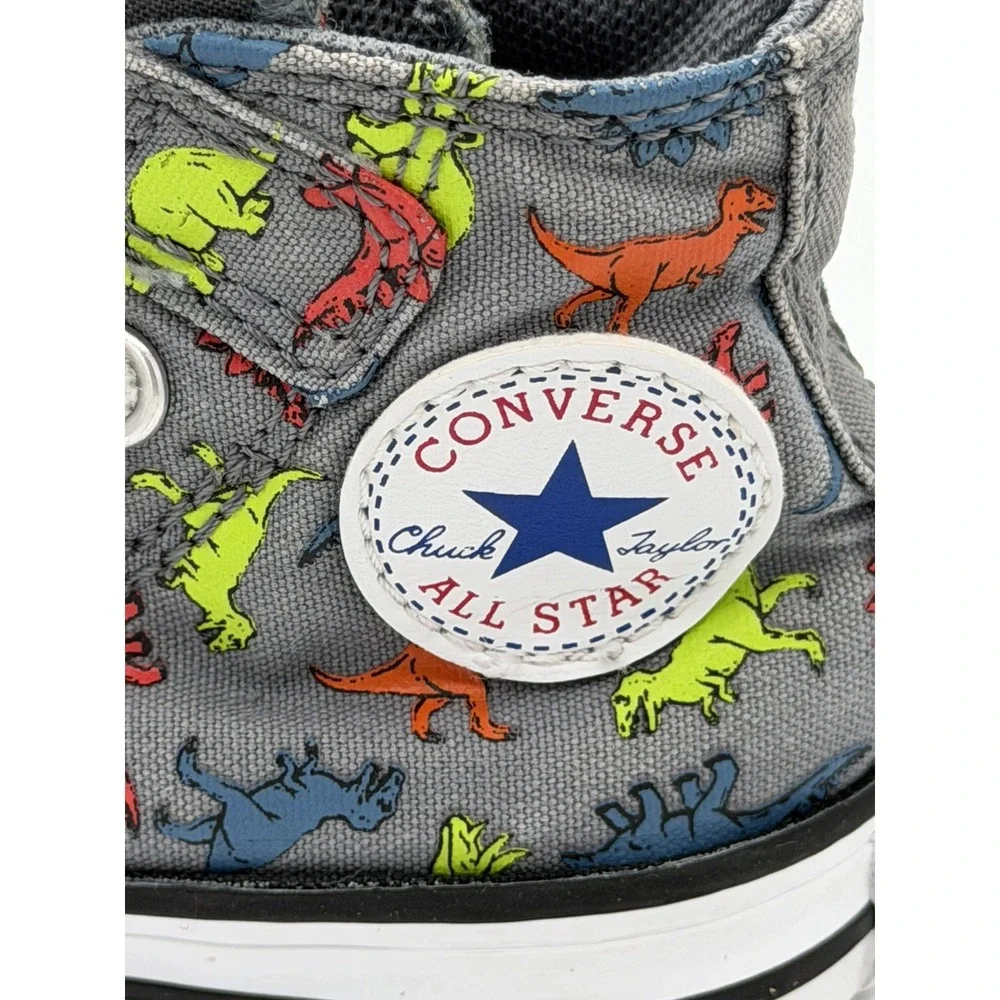 Converse Chuck Taylor Toddler's Dinoverse High-Top Grey Sneakers Size 5